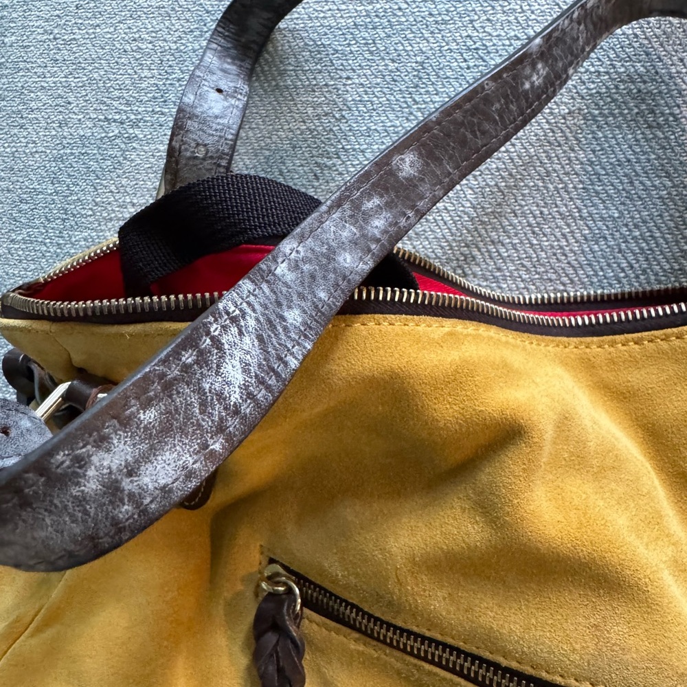 Dooney & Bourke Mustard Yellow Suede Handbag - Picture 2 of 8